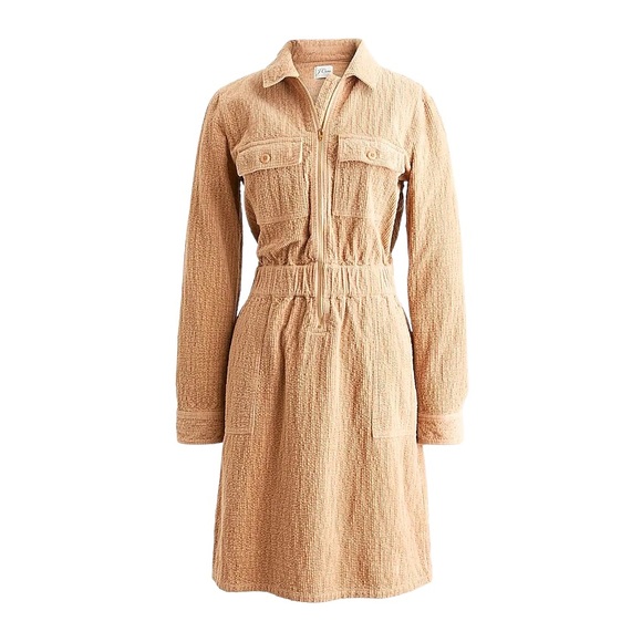 J.Crew brown corduroy zip front dress with pockets size 14 NWT - Picture 3 of 4